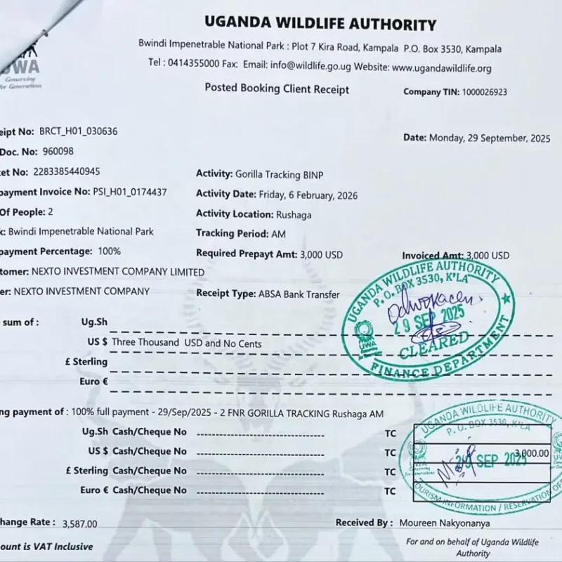 Gorilla Safari Permit Official Documents Gorilla Safari Permit Official Documents